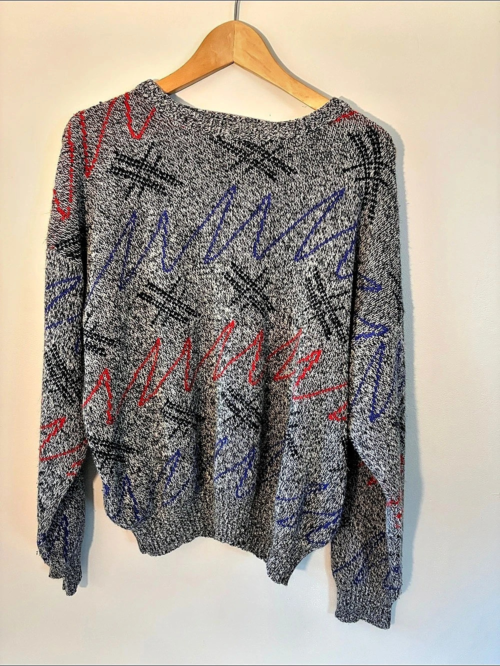 Michael Gerald Abstract Knit Sweater Gray & Black